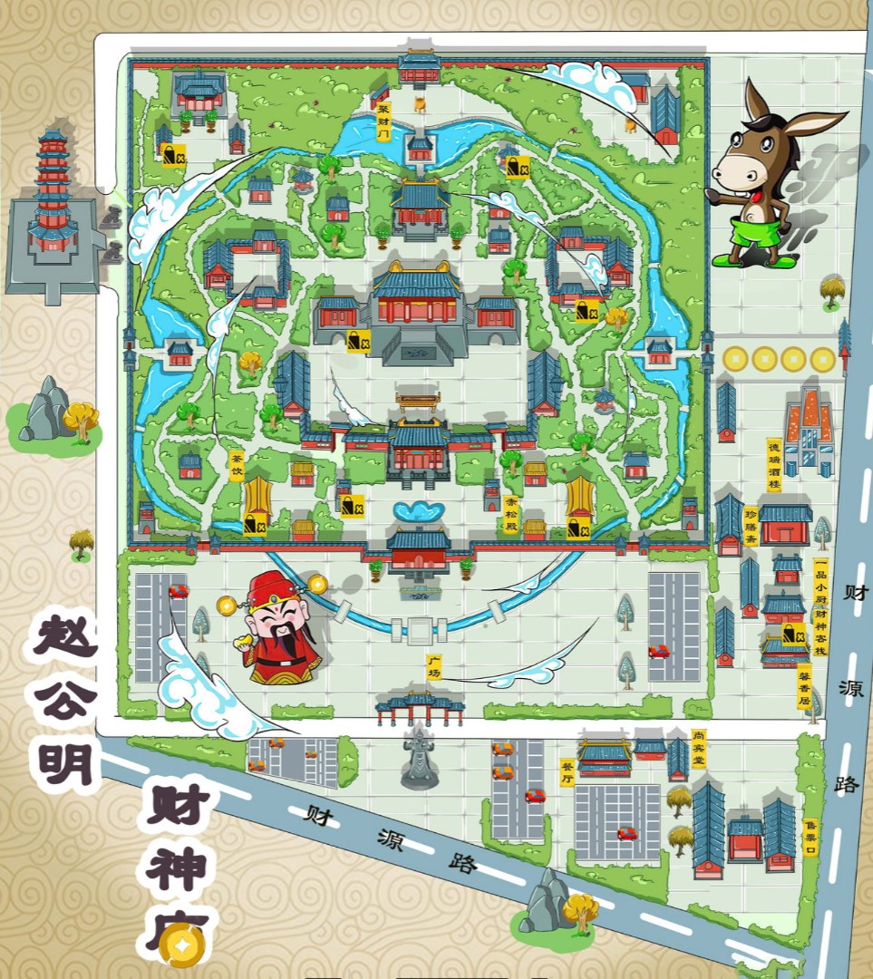 江川寺庙类手绘地图